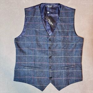 Paul Jones Vest Men's Medium Wool Blend Herringbone Tweed Waistcoat Academia